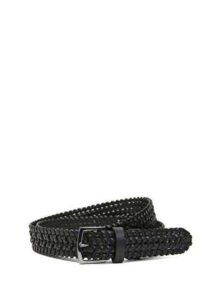 Black Men's Leather Belt