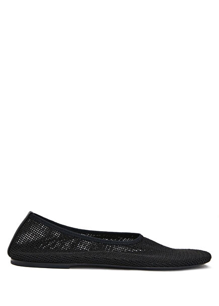 The Maiden Black Fishnet Textured Ballet Flats
