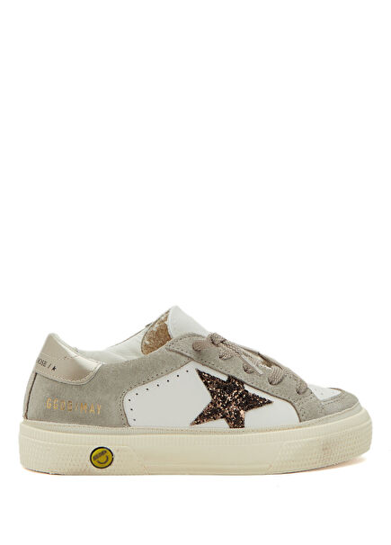 May White Unisex Kids Leather Sneaker