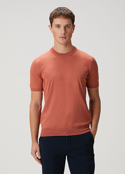 Red Short Sleeve Silk Sweater