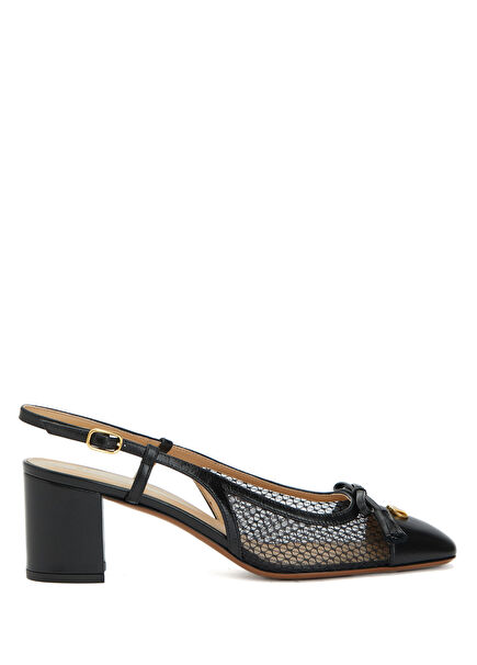 Siyah Deri Topuklu Ayakkabı