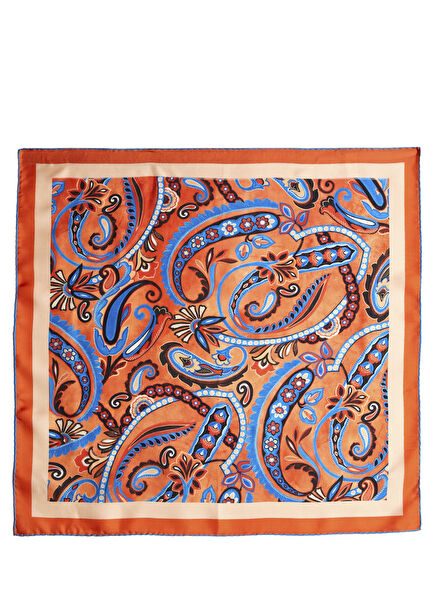 Orange Pattern 70X70 Silk Scarf