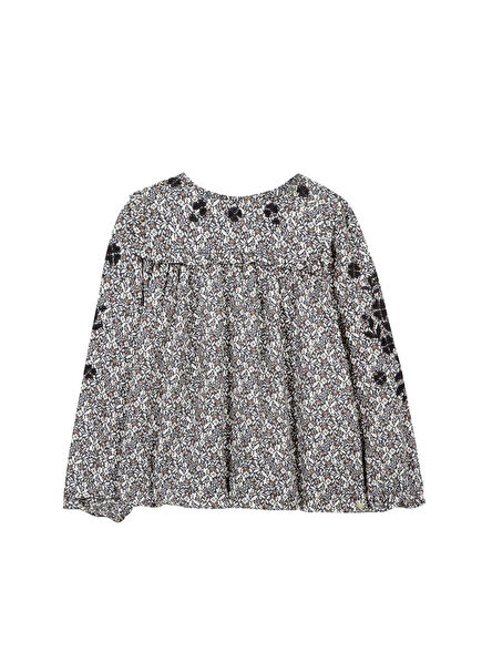 Girl's Blouse with Floral Patterned Buttons