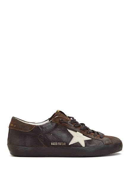 Super Star Brown Men's Leather Sneakers