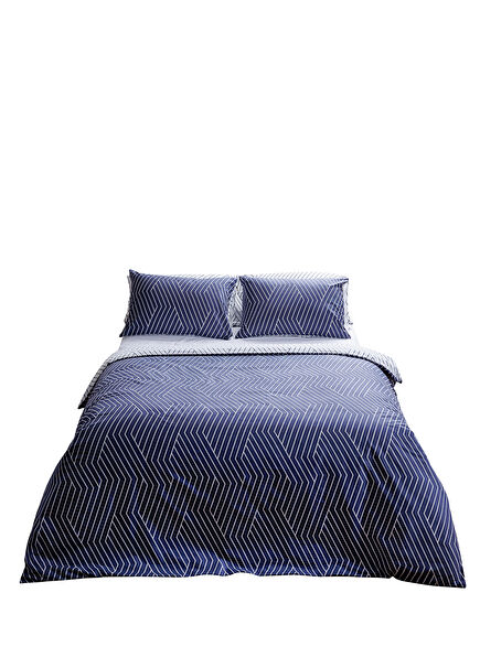 Oslo Cotton Navy Blue Double Duvet Cover Set 160x220 cm