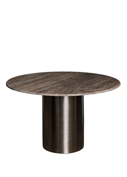 Kahverengi Traverten Yuvarlak Yemek Masası