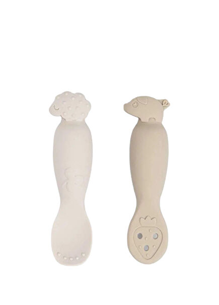 Tiny Farm Beige Silicone 2-Piece Lapping and Puree Spoon Set