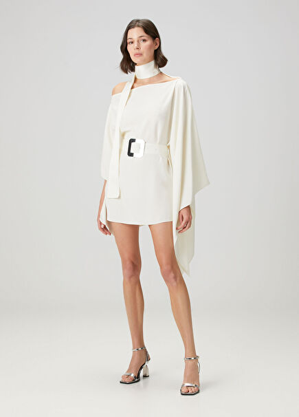 Ecru Mini Cocktail Dress