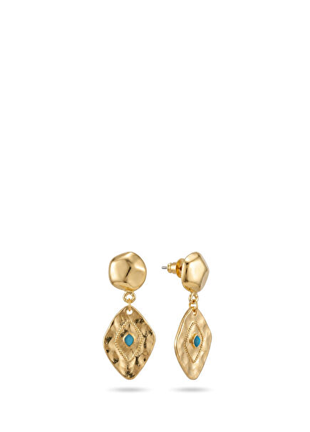 Turquoise Orbit Women's Gold Plated Earrings