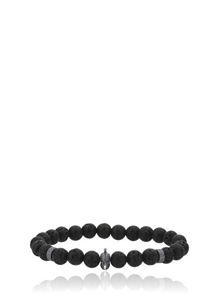 Helmet 925 Sterling Silver Lava Stone Bracelet