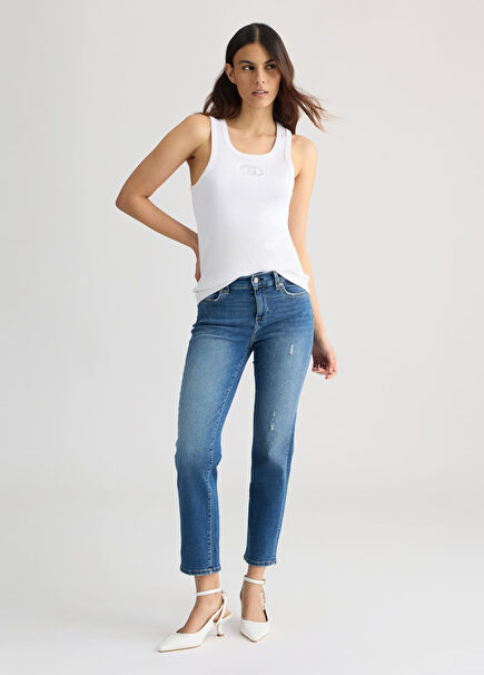 Blue Slim Fit Short Leg Women's Jeans