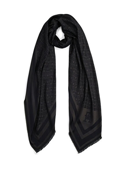 Black Monogram Jacquard Women's Shawl