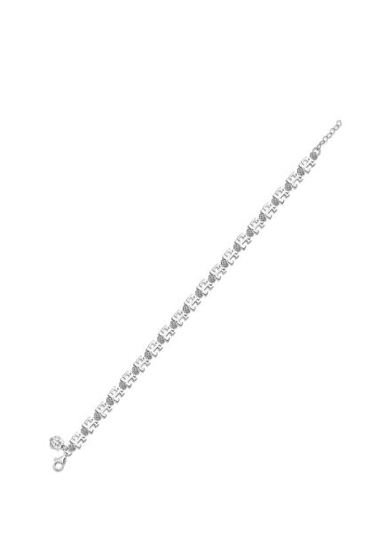 Tiger Charm White LT Signature Zircon Stone White Gold Plated 925 Sterling Silver Men's Bracelet