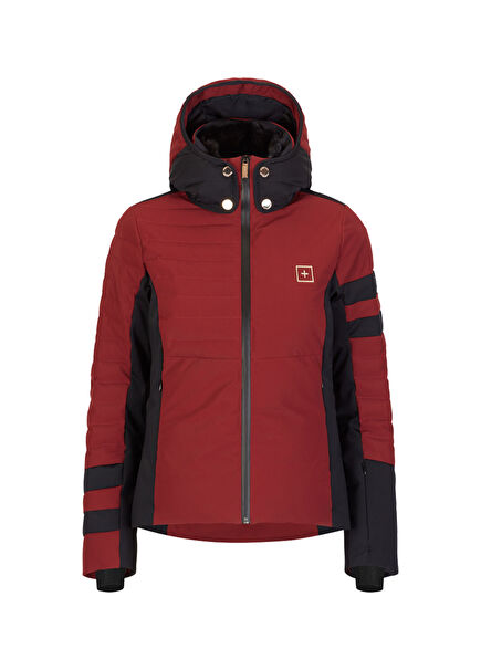 201 Eco-Down Burgundy Hooded Women's Ski Jacket