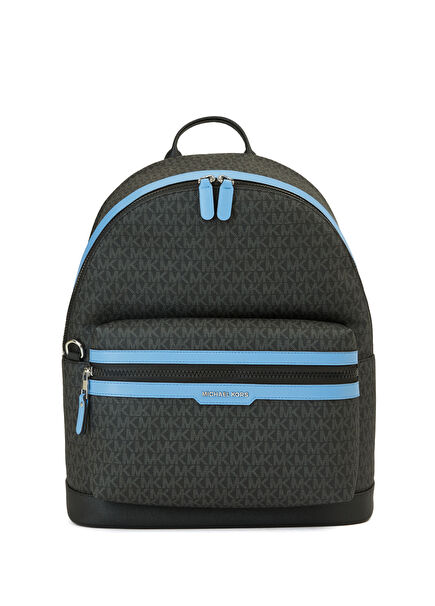 Navy Blue Logo Patterned Men's Backpack