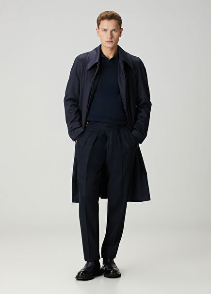 Lacivert Kaşmir Kaban