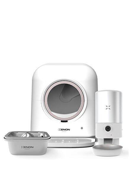 Akıllı Otomatik Kedi Tuvaleti Çelik Mama Kabı 5 lt ve Çelik Su Pınarı Akıllı 3'lü Pet Seti