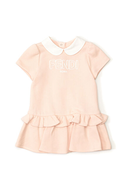 Pembe Fırfırlı Kız Bebek Elbise