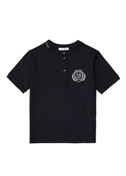 Lacivert Logo Nakışlı Erkek Çocuk T-Shirt