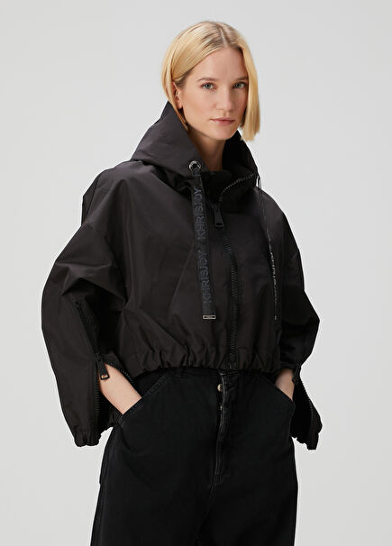 Khris Black Hooded Windbreaker