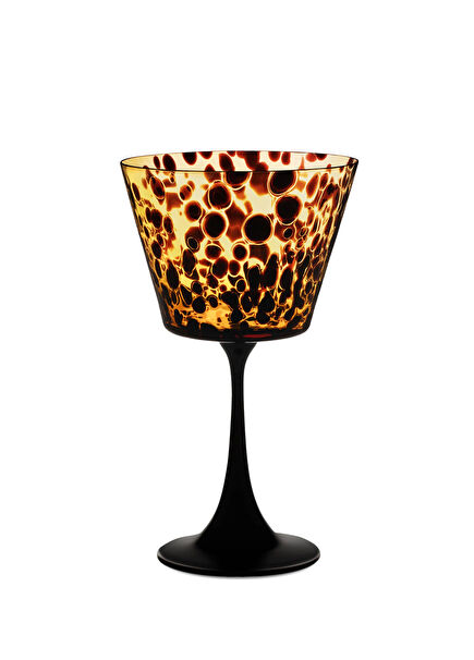 Leopar Desenli Cam Martini Bardağı