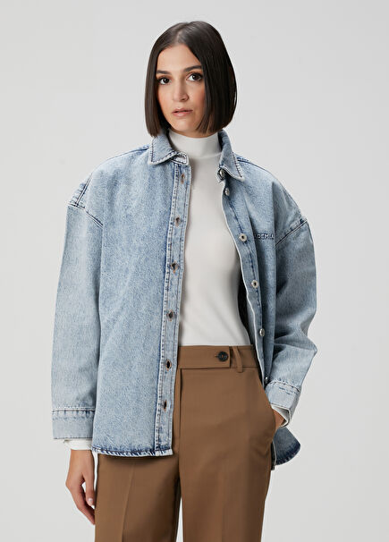 Mavi Bol Kesim Denim Gömlek