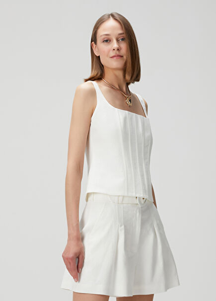 Maxine White Linen Bustier