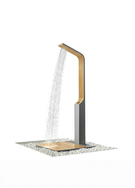 Blade Açık Gri Polywood Teak Alüminyum Bahçe Duşu
