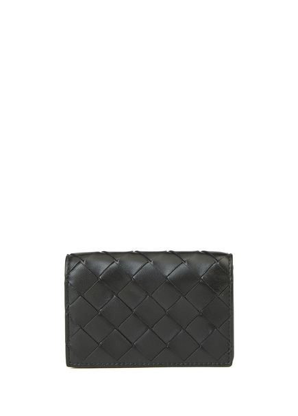 Intrecciato Black Men's Leather Card Holder
