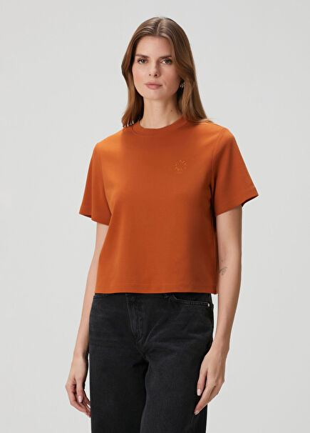 Lisa Haven Kahverengi Organik Pamuk T-shirt