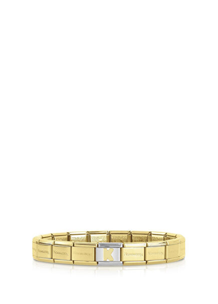 İtalyan Charm 18 Ayar Altın K Harfi Çelik Unisex Bileklik 