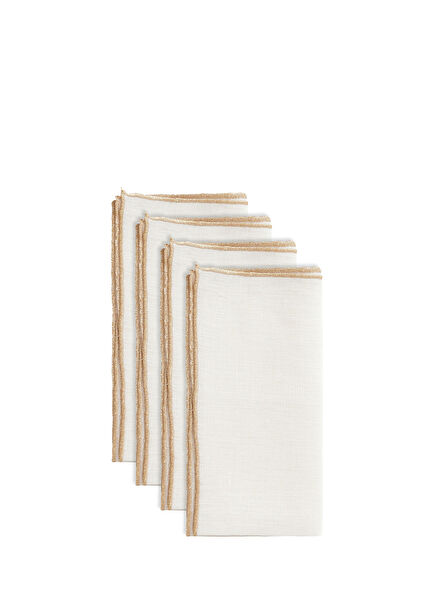 Gold Cream 4-Piece Christmas Linen Napkin Set