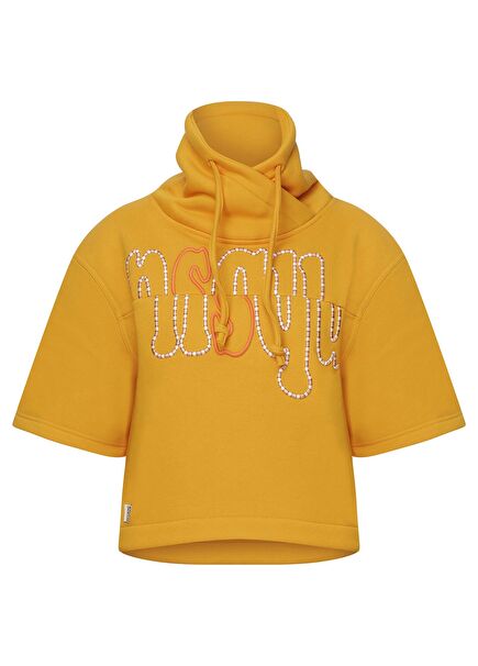 Enu Crop Regular Fit Damask Ombre Nakışlı Sweatshirt