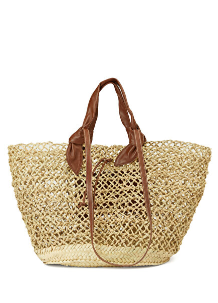 Fonol Natural Cream Palm Fiber Beach Bag