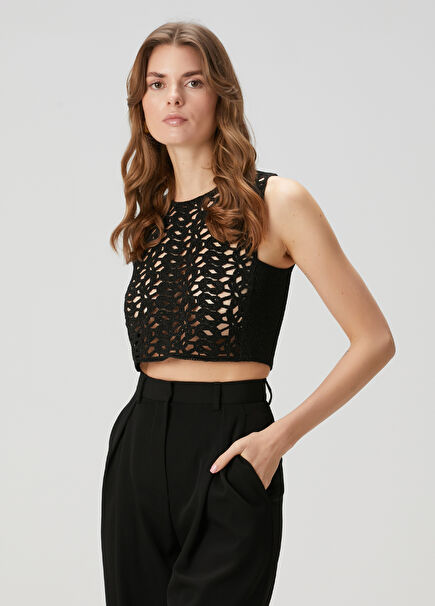 Siyah Cropped Triko