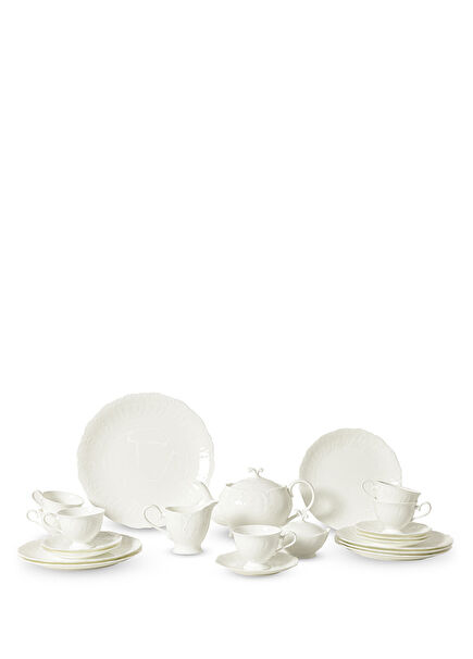 Tiffany White Bone China 6 Kişilik 24 Parça Çay Seti