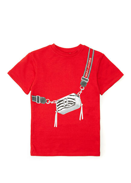 Kırmızı Çanta Baskılı Kız Çocuk Elbise