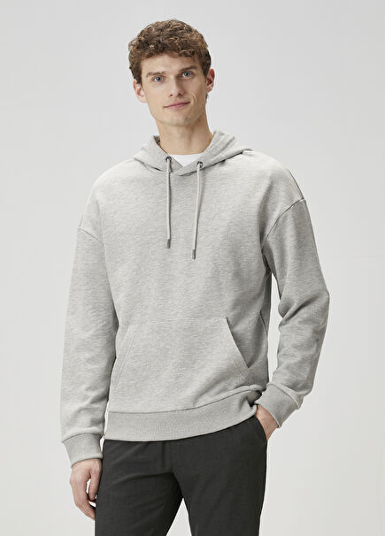 Gri Kapüşonlu Sweatshirt