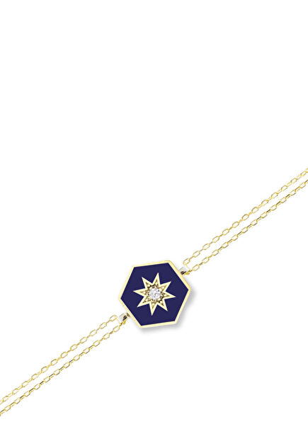 Gabrielle Lacivert Kadın Altın Kaplama Bileklik