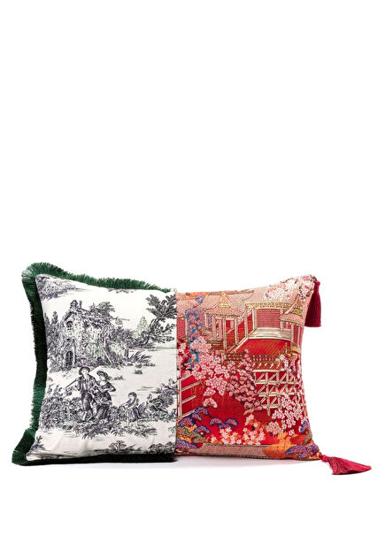 Hybrid Pirra Siyah Kırmızı Pamuk/Polyester Kırlent 50 x 35 cm