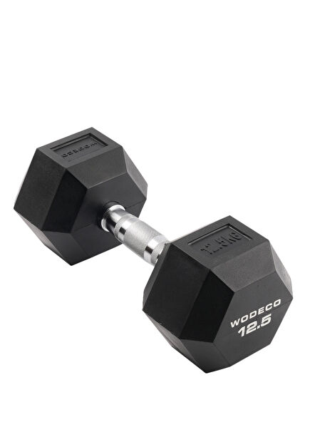 Rubber Hex Black Rubber Hexagonal Dumbbell 12.5 kg