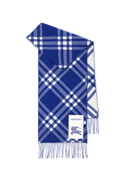 Check Navy Blue Cashmere Women's Scarf
