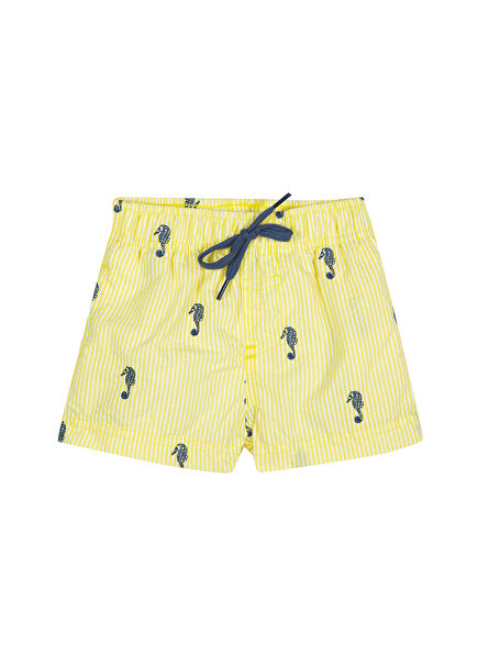 Yellow Striped Patterned Baby Boy Shorts Swimsuit