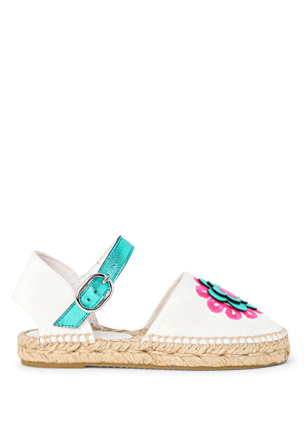 Girls' Espadrille with White Floral Motif