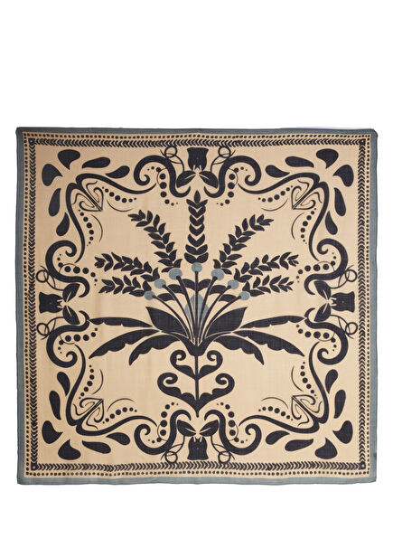 Beige Ethnic Patterned Women's Wool Shawl