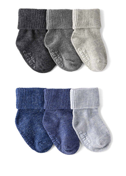 Colorful Patterned Baby Boy 6-Piece Socks Set