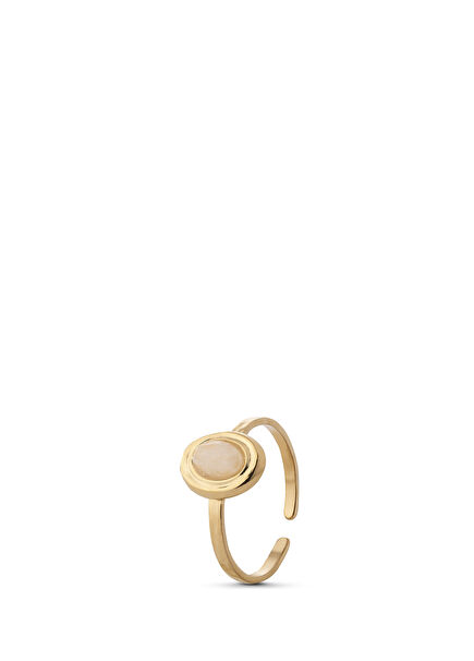Lisa Gold White Natural Stone Gold Plated Steel Women Ring
