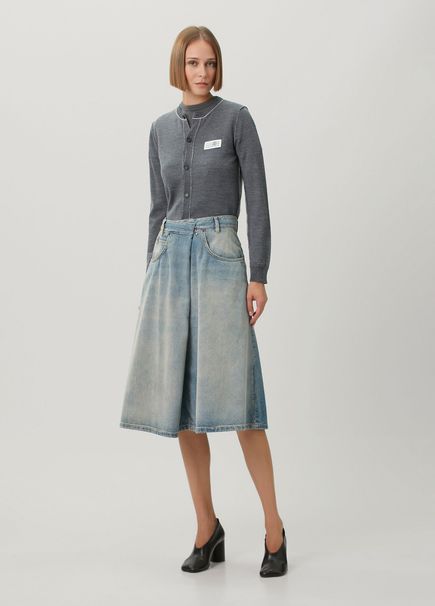 Blue Midi Wrap Skirt