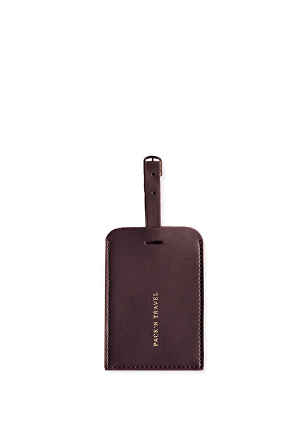 Plum Leather Luggage Tag