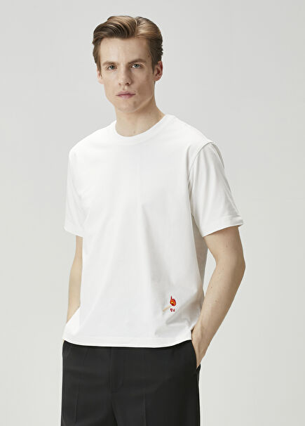 White Embroidery Detailed T-Shirt